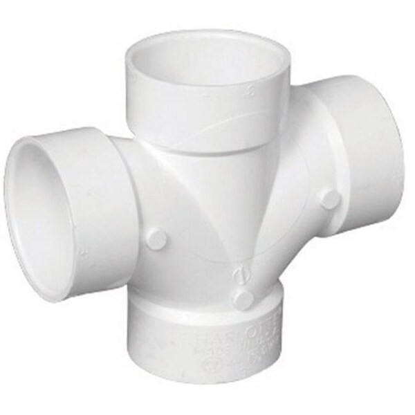 Charlotte Pipe And Foundry Charlotte Pipe & Foundry PVC004281000HA PVC Double Sanitary Tee; 3 x 3 x 3 x 3 in. 47545 - main